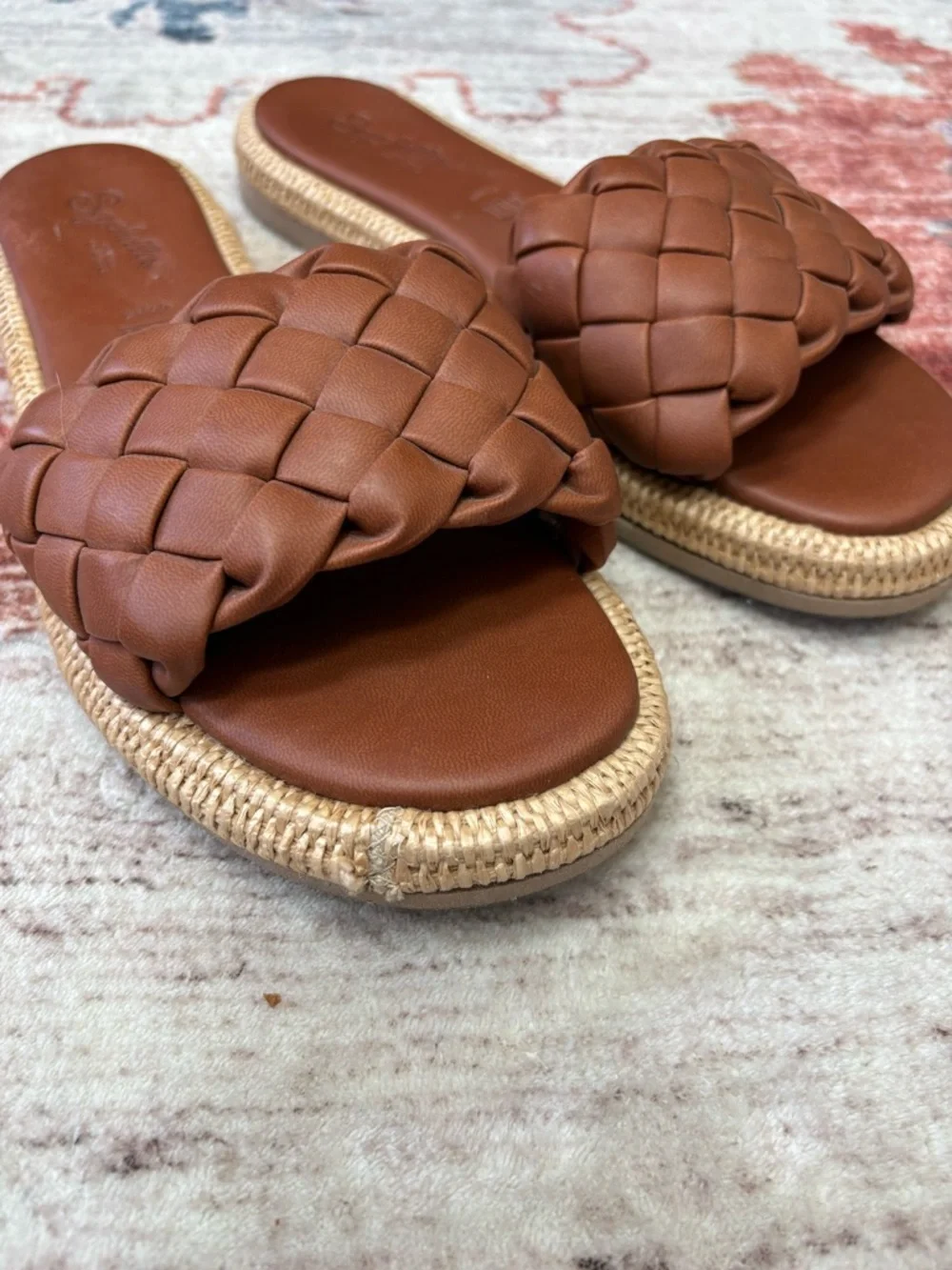 Seychelles Bellissima Sandal Tan Brown Vegan Leather w/Raffia Size‎ 8.5